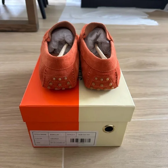 Vibrant Orange Men's Suede Loafers - Picture 3 of 8